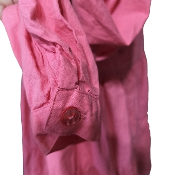2561)New York & Co Pink Button down Tiered Poplin Long Sleeve Shirt Dress Size L - Picture 6 of 10